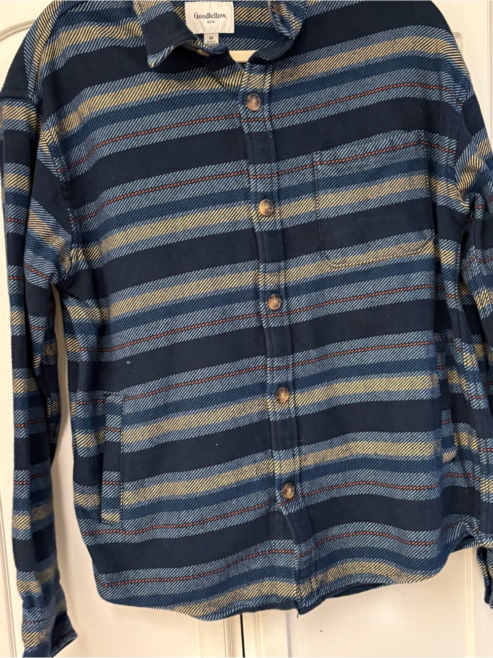 Goodfellow & Co Navy, Light Blue & Cream Striped Button-Down Shirt
